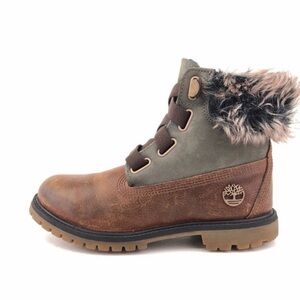 Timberland Brown and Gray Boots with Fur Trim